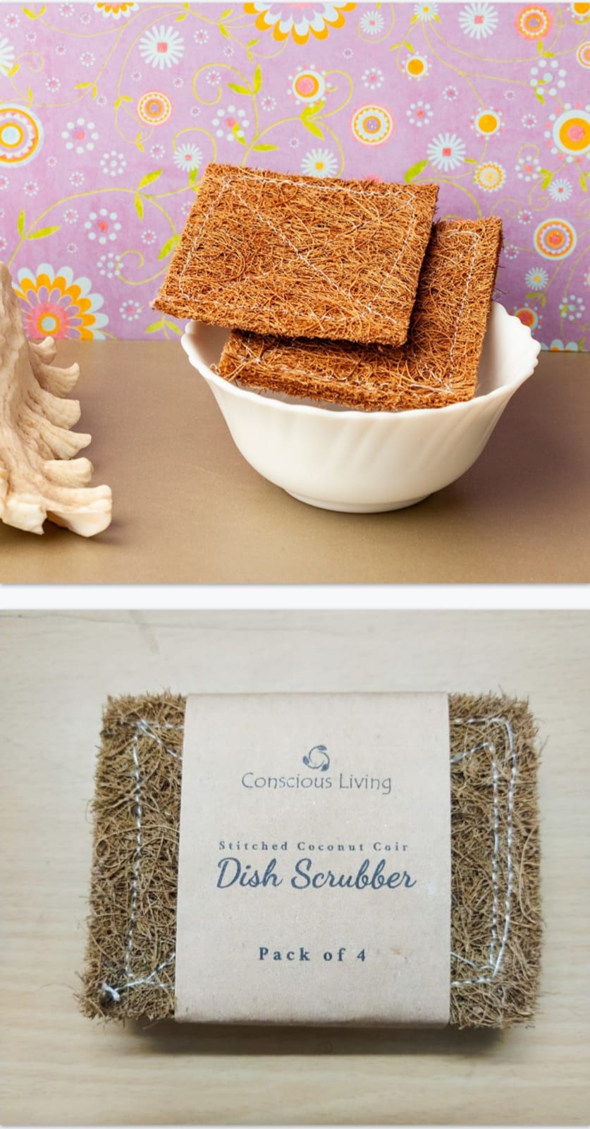 CL COCONUT COIR DISH SCRUBBER PACK OF 4