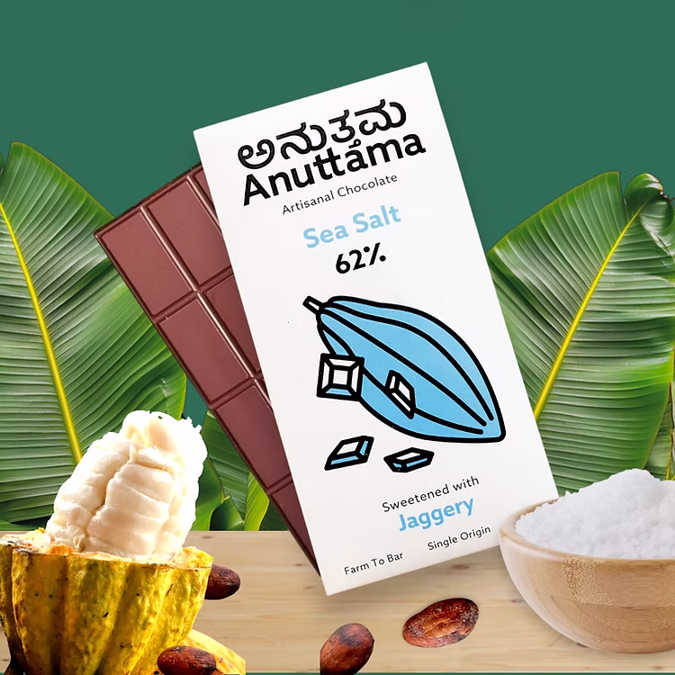 ANUTTAMA SEA SALT 62% SWEETENED WITH JAGGERY 50G